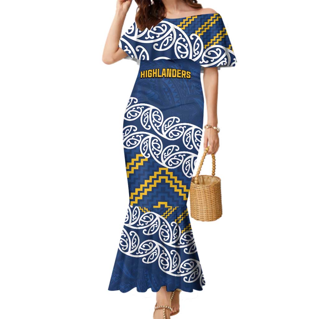 New Zealand Rugby Pacific Custom Family Matching Mermaid Dress and Hawaiian Shirt Kahupeka Maori Kowhaiwhai Pattern LT9 Mom's Dress Blue - Polynesian Pride