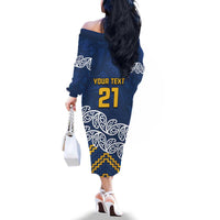New Zealand Rugby Pacific Custom Family Matching Off The Shoulder Long Sleeve Dress and Hawaiian Shirt Kahupeka Maori Kowhaiwhai Pattern LT9 - Polynesian Pride