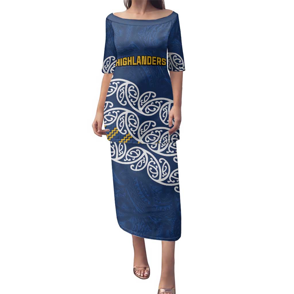 New Zealand Rugby Pacific Custom Family Matching Puletasi and Hawaiian Shirt Kahupeka Maori Kowhaiwhai Pattern LT9 Mom's Dress Blue - Polynesian Pride