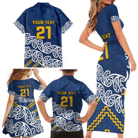 New Zealand Rugby Pacific Custom Family Matching Short Sleeve Bodycon Dress and Hawaiian Shirt Kahupeka Maori Kowhaiwhai Pattern LT9 - Polynesian Pride