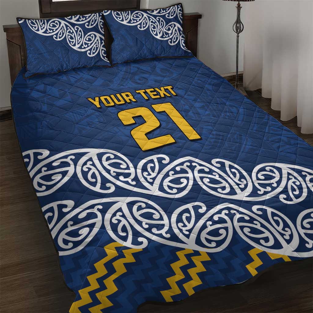 New Zealand Rugby Pacific Custom Quilt Bed Set Kahupeka Maori Kowhaiwhai Pattern LT9 Blue - Polynesian Pride