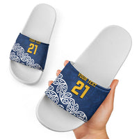 New Zealand Rugby Pacific Custom Slide Sandals Kahupeka Maori Kowhaiwhai Pattern LT9 - Polynesian Pride