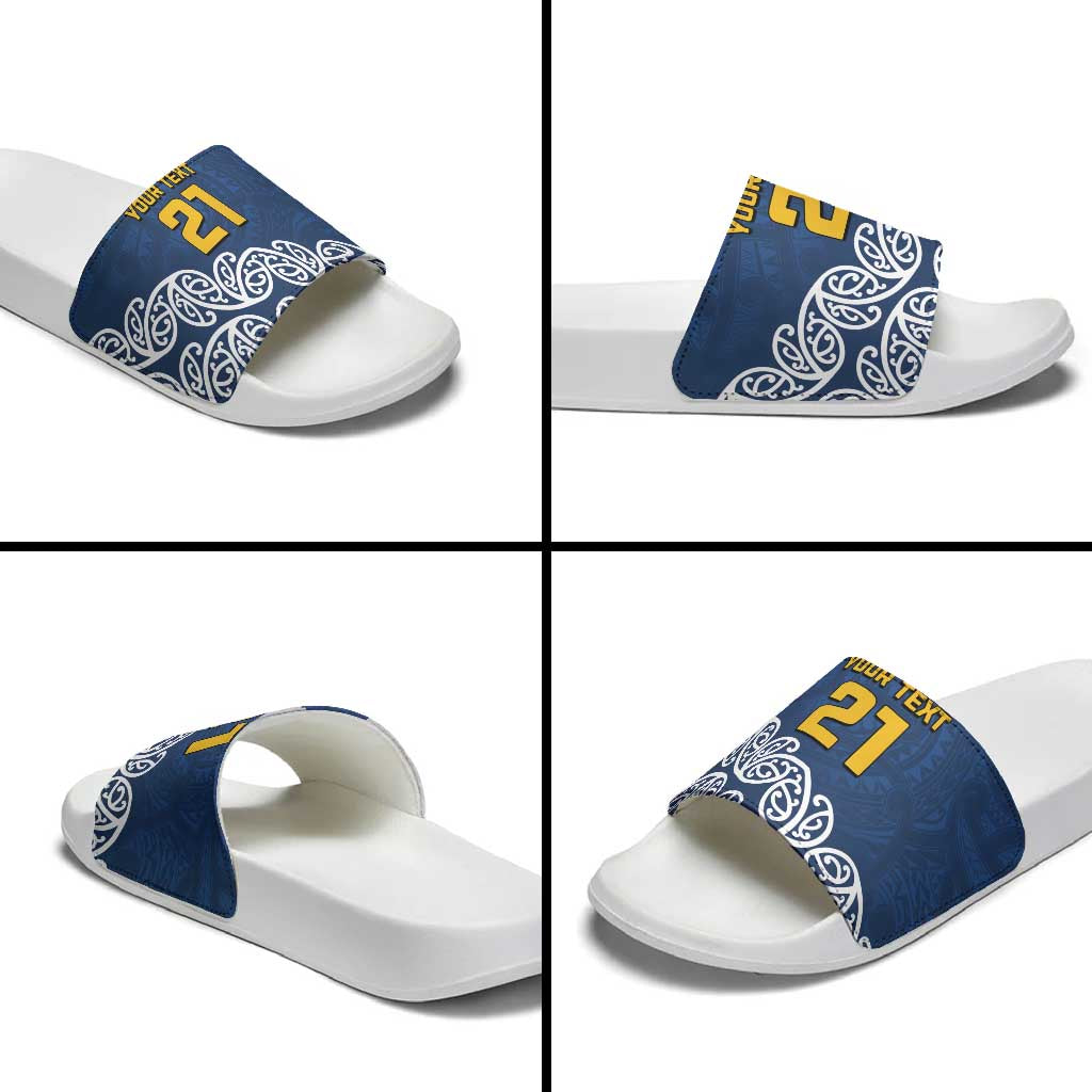 New Zealand Rugby Pacific Custom Slide Sandals Kahupeka Maori Kowhaiwhai Pattern LT9 - Polynesian Pride