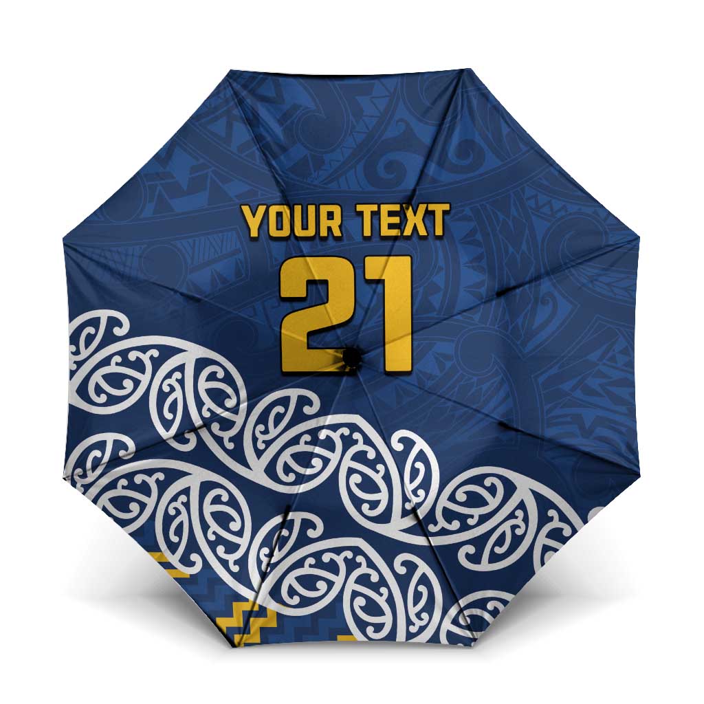 New Zealand Rugby Pacific Custom Umbrella Kahupeka Maori Kowhaiwhai Pattern LT9 One Size Folded 11.42 inch Opened Diameter 37.4 inch Blue - Polynesian Pride
