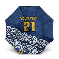 New Zealand Rugby Pacific Custom Umbrella Kahupeka Maori Kowhaiwhai Pattern LT9 One Size Folded 11.42 inch Opened Diameter 37.4 inch Blue - Polynesian Pride