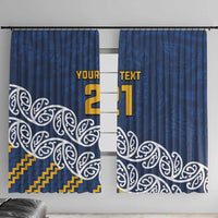 New Zealand Rugby Pacific Custom Window Curtain Kahupeka Maori Kowhaiwhai Pattern LT9 With Hooks Blue - Polynesian Pride