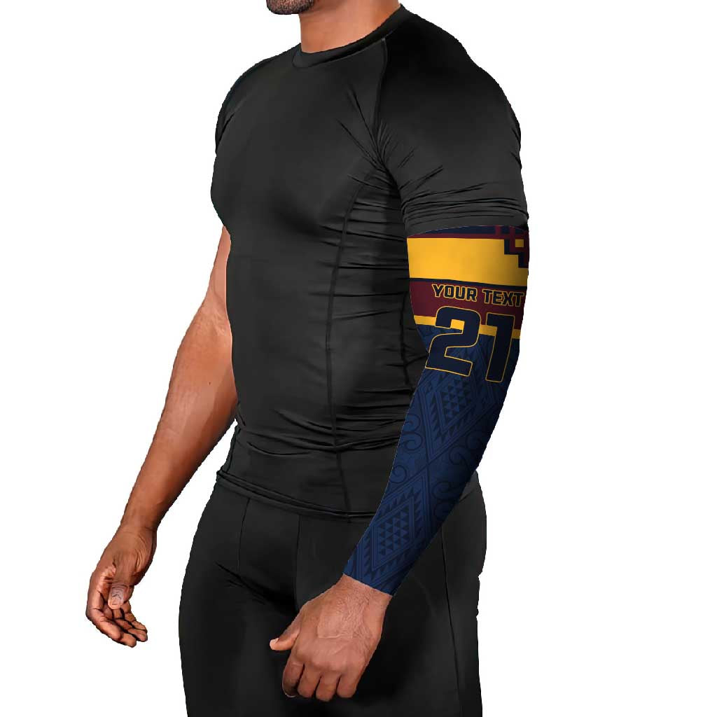 New Zealand Rugby Pacific Custom Arm Sleeves Kahupeka Retro 2025 Taniko Motif - Polynesian Pride