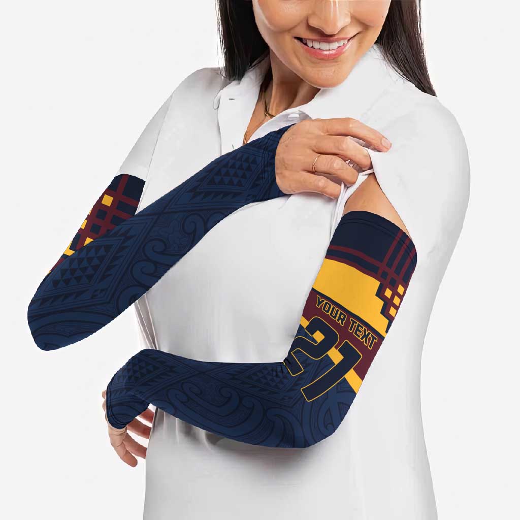 New Zealand Rugby Pacific Custom Arm Sleeves Kahupeka Retro 2025 Taniko Motif - Polynesian Pride