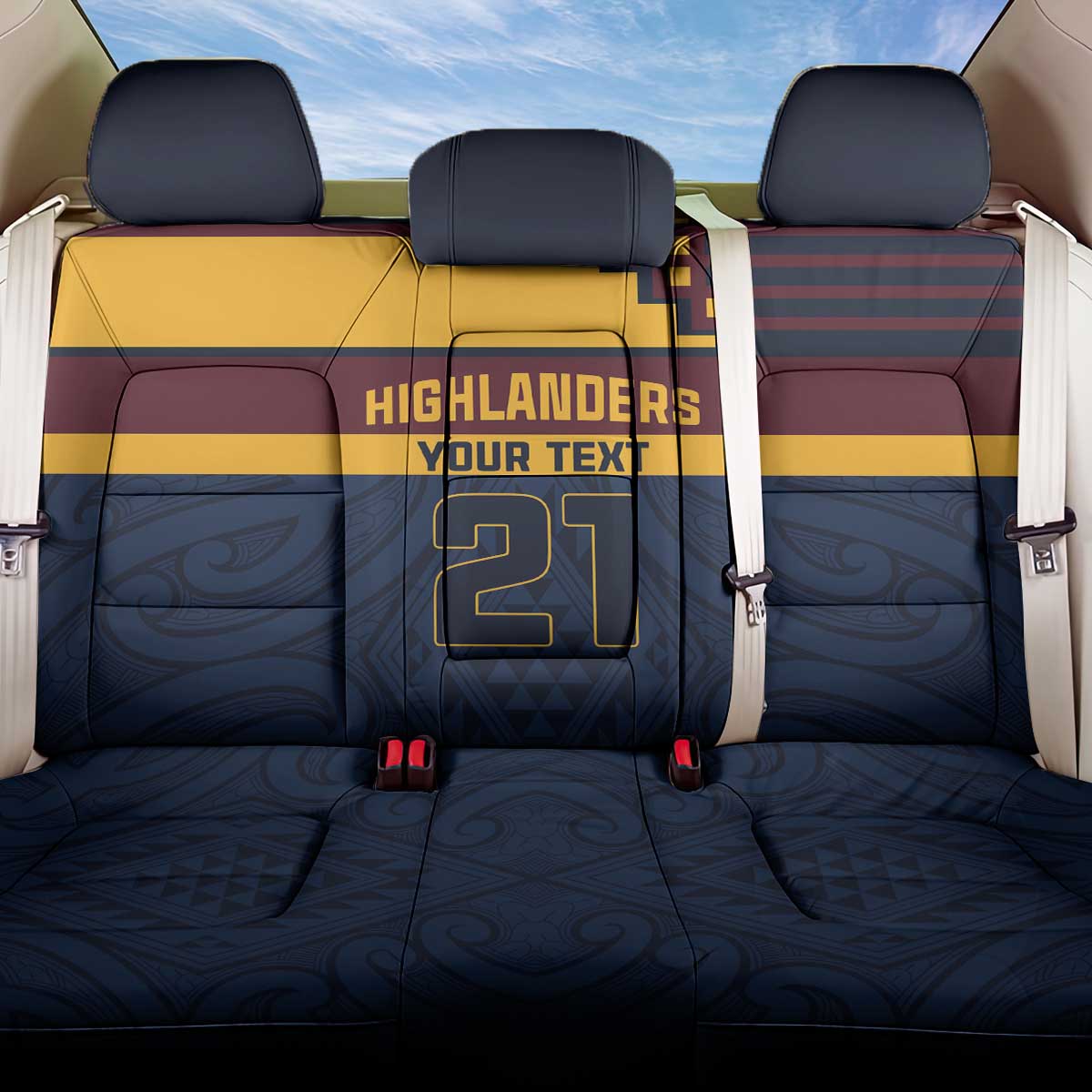 New Zealand Rugby Pacific Custom Back Car Seat Cover Kahupeka Retro 2025 Taniko Motif