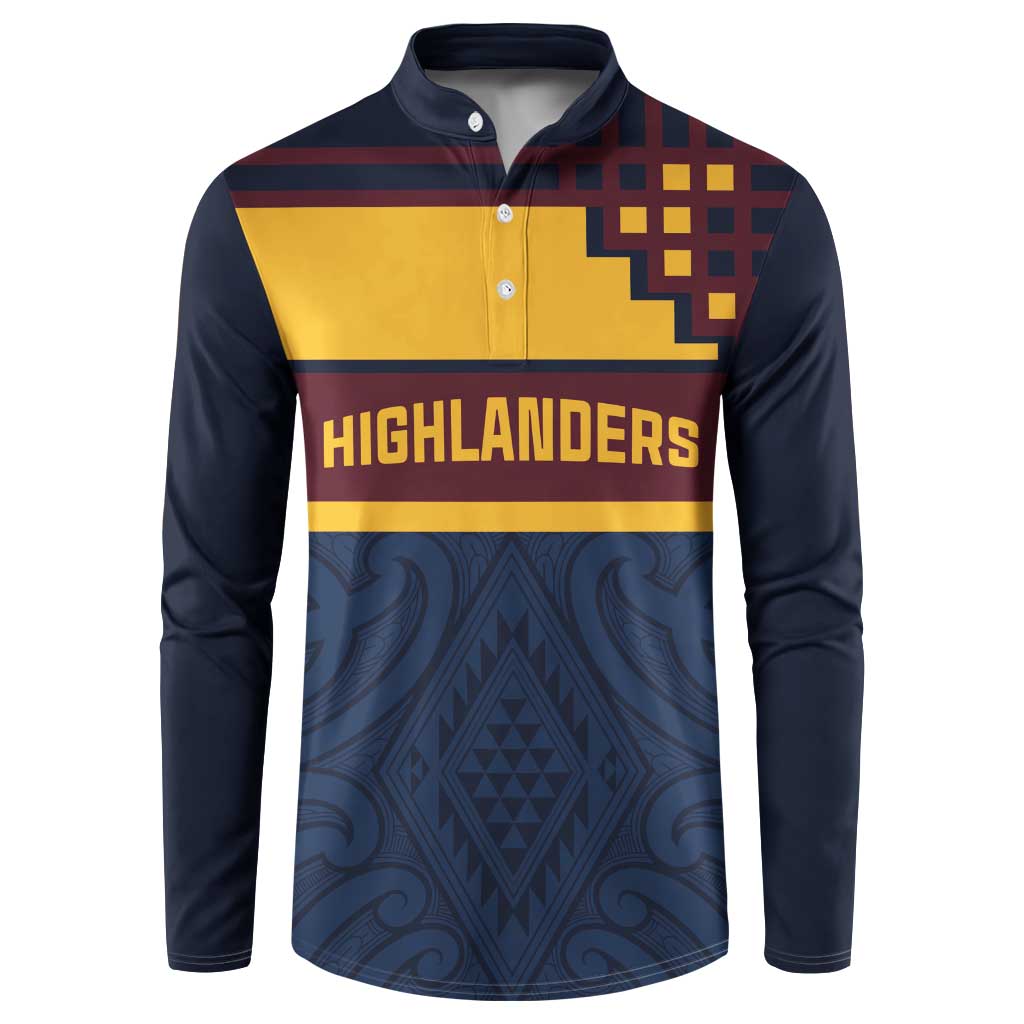 New Zealand Rugby Pacific Custom Button Sweatshirt Kahupeka Retro 2025 Taniko Motif LT9 Blue - Polynesian Pride