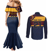 New Zealand Rugby Pacific Custom Couples Matching Mermaid Dress and Long Sleeve Button Shirt Kahupeka Retro 2025 Taniko Motif LT9 - Polynesian Pride