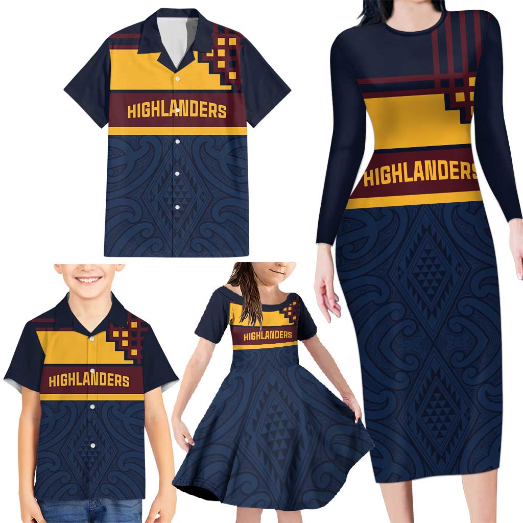 New Zealand Rugby Pacific Custom Family Matching Long Sleeve Bodycon Dress and Hawaiian Shirt Kahupeka Retro 2025 Taniko Motif LT9 - Polynesian Pride