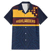 New Zealand Rugby Pacific Custom Family Matching Mermaid Dress and Hawaiian Shirt Kahupeka Retro 2025 Taniko Motif LT9 Dad's Shirt - Short Sleeve Blue - Polynesian Pride