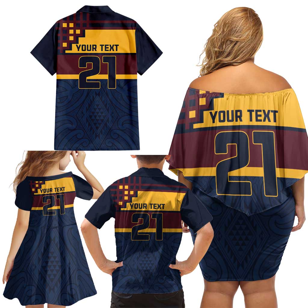 New Zealand Rugby Pacific Custom Family Matching Off Shoulder Short Dress and Hawaiian Shirt Kahupeka Retro 2025 Taniko Motif LT9 - Polynesian Pride