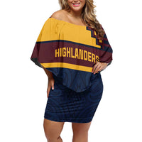 New Zealand Rugby Pacific Custom Family Matching Off Shoulder Short Dress and Hawaiian Shirt Kahupeka Retro 2025 Taniko Motif LT9 Mom's Dress Blue - Polynesian Pride