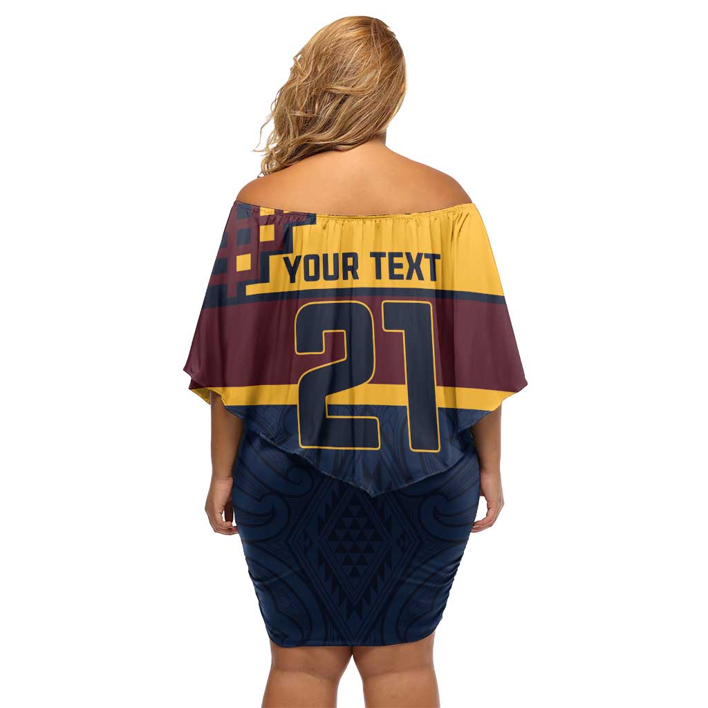 New Zealand Rugby Pacific Custom Family Matching Off Shoulder Short Dress and Hawaiian Shirt Kahupeka Retro 2025 Taniko Motif LT9 - Polynesian Pride