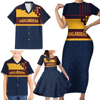 New Zealand Rugby Pacific Custom Family Matching Short Sleeve Bodycon Dress and Hawaiian Shirt Kahupeka Retro 2025 Taniko Motif LT9 - Polynesian Pride