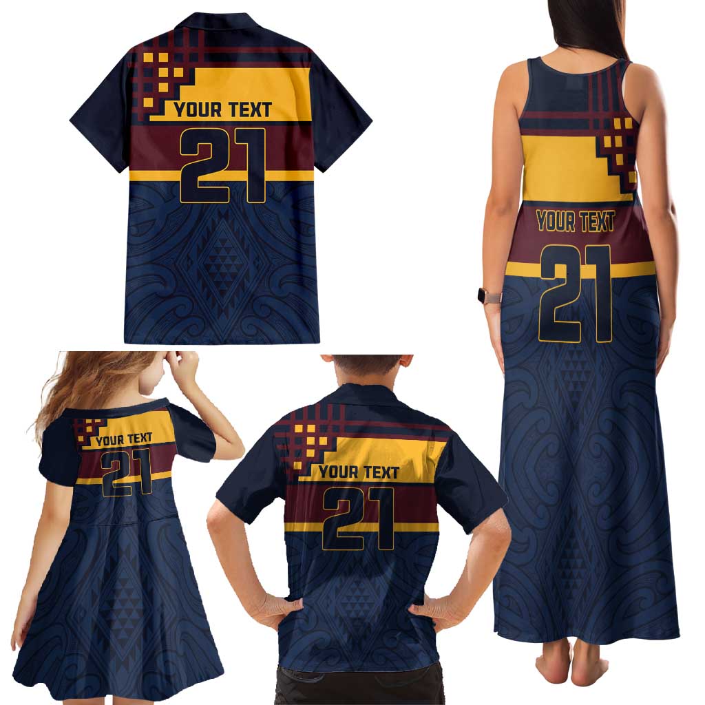 New Zealand Rugby Pacific Custom Family Matching Tank Maxi Dress and Hawaiian Shirt Kahupeka Retro 2025 Taniko Motif LT9 - Polynesian Pride