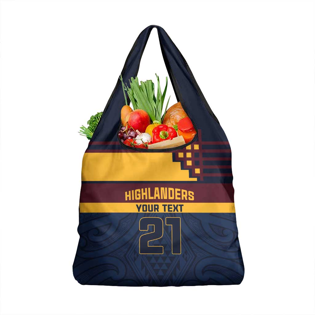 New Zealand Rugby Pacific Custom Grocery Bag Kahupeka Retro 2025 Taniko Motif