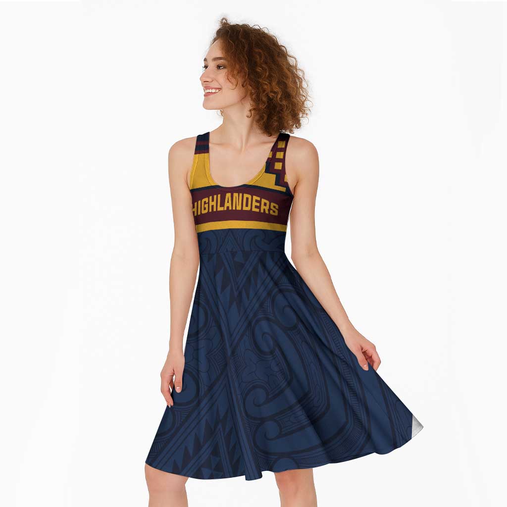 New Zealand Rugby Pacific Custom Midi Dress Kahupeka Retro 2025 Taniko Motif - Polynesian Pride