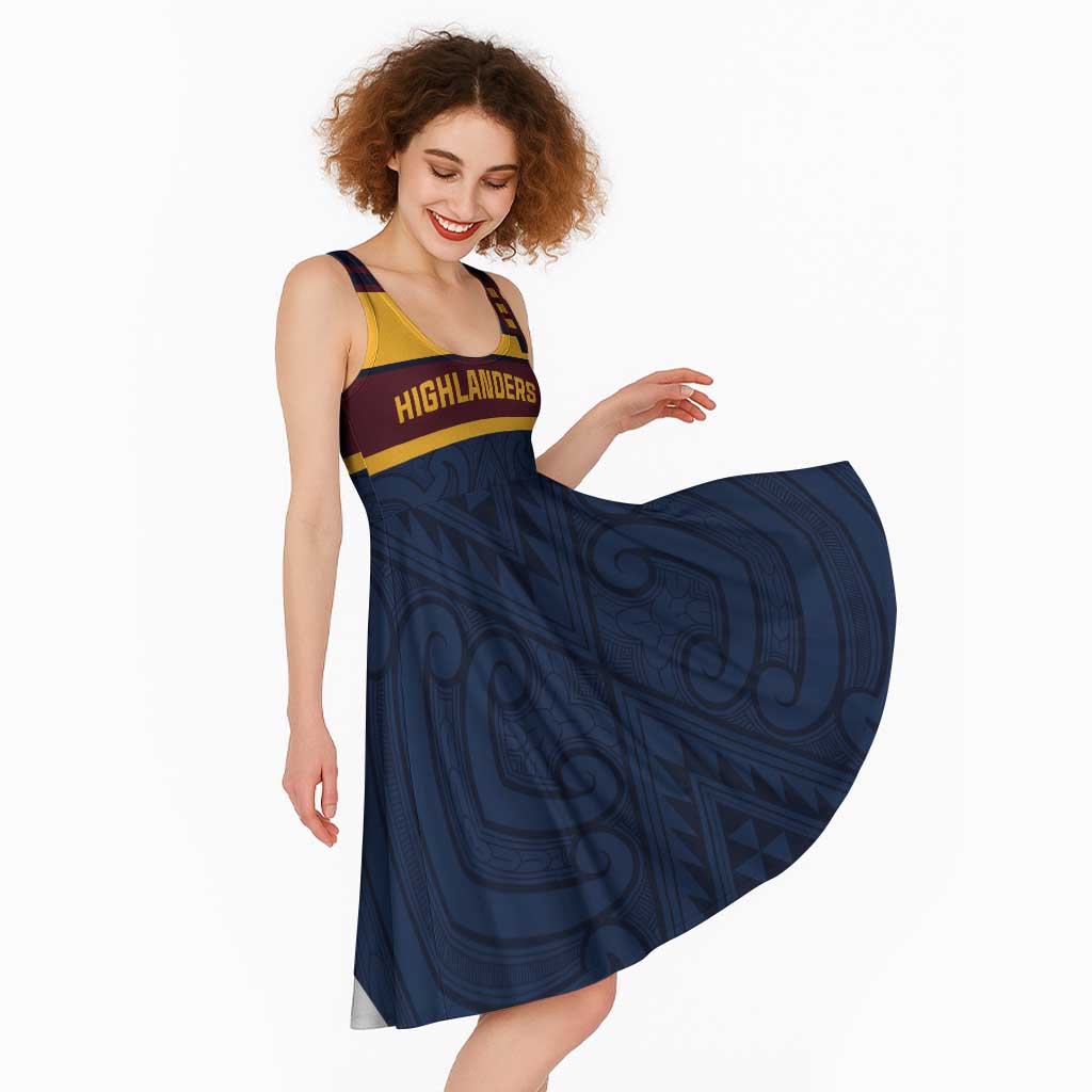 New Zealand Rugby Pacific Custom Midi Dress Kahupeka Retro 2025 Taniko Motif - Polynesian Pride