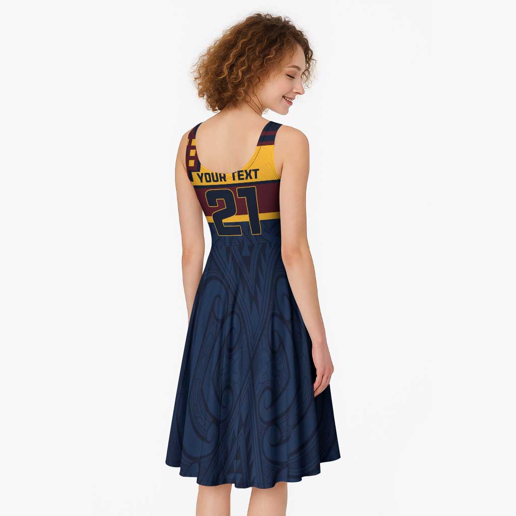 New Zealand Rugby Pacific Custom Midi Dress Kahupeka Retro 2025 Taniko Motif - Polynesian Pride