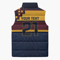 New Zealand Rugby Pacific Custom Sleeveless Puffer Jacket Kahupeka Retro 2025 Taniko Motif - Polynesian Pride