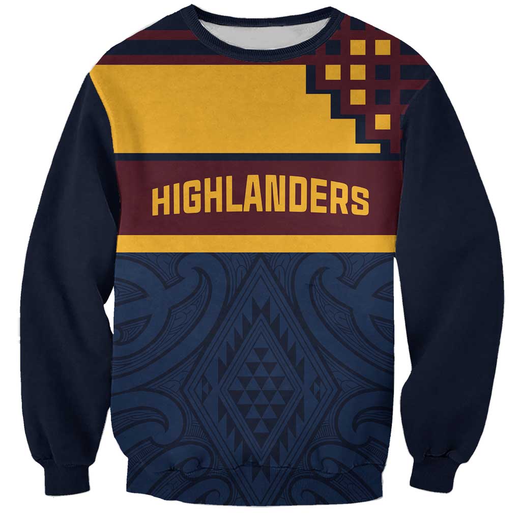 New Zealand Rugby Pacific Custom Sweatshirt Kahupeka Retro 2025 Taniko Motif LT9 Unisex Blue - Polynesian Pride