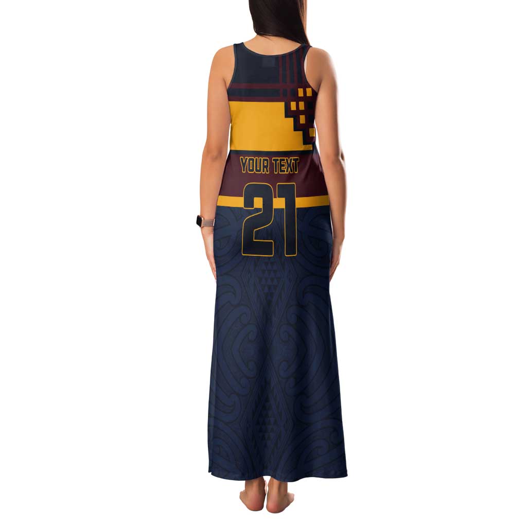 New Zealand Rugby Pacific Custom Tank Maxi Dress Kahupeka Retro 2025 Taniko Motif