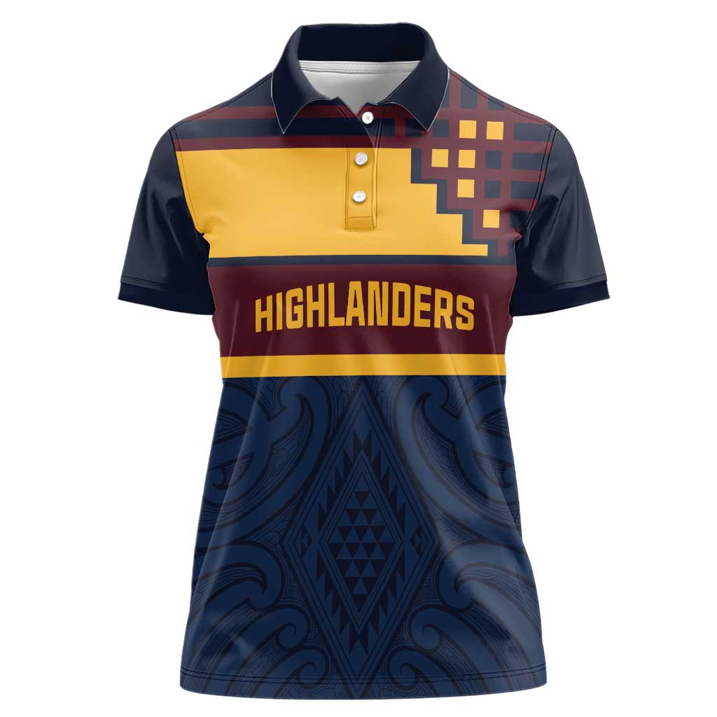 New Zealand Rugby Pacific Custom Women Polo Shirt Kahupeka Retro 2025 Taniko Motif LT9 Female Blue - Polynesian Pride