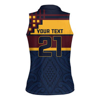 New Zealand Rugby Pacific Custom Women Sleeveless Polo Shirt Kahupeka Retro 2025 Taniko Motif