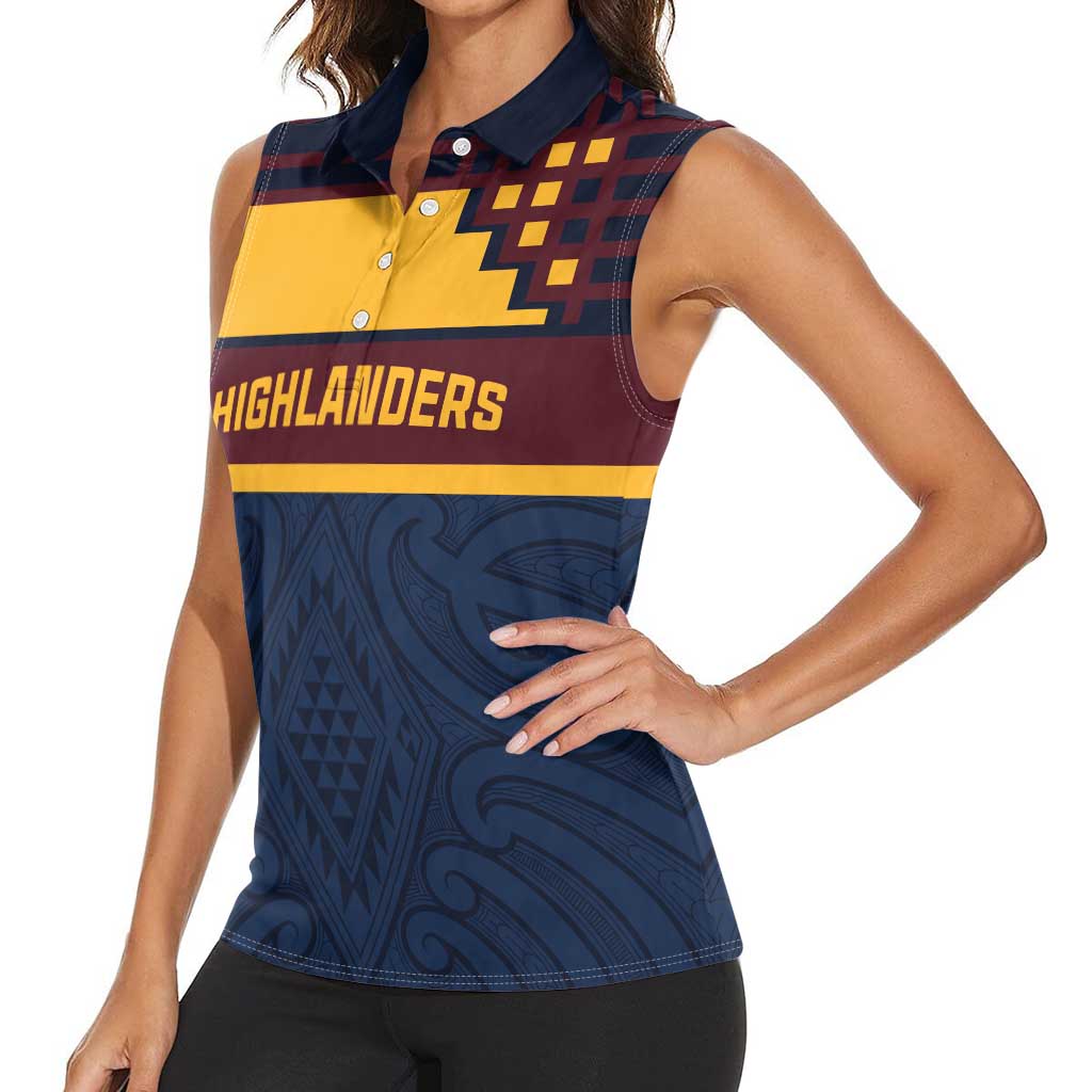 New Zealand Rugby Pacific Custom Women Sleeveless Polo Shirt Kahupeka Retro 2025 Taniko Motif