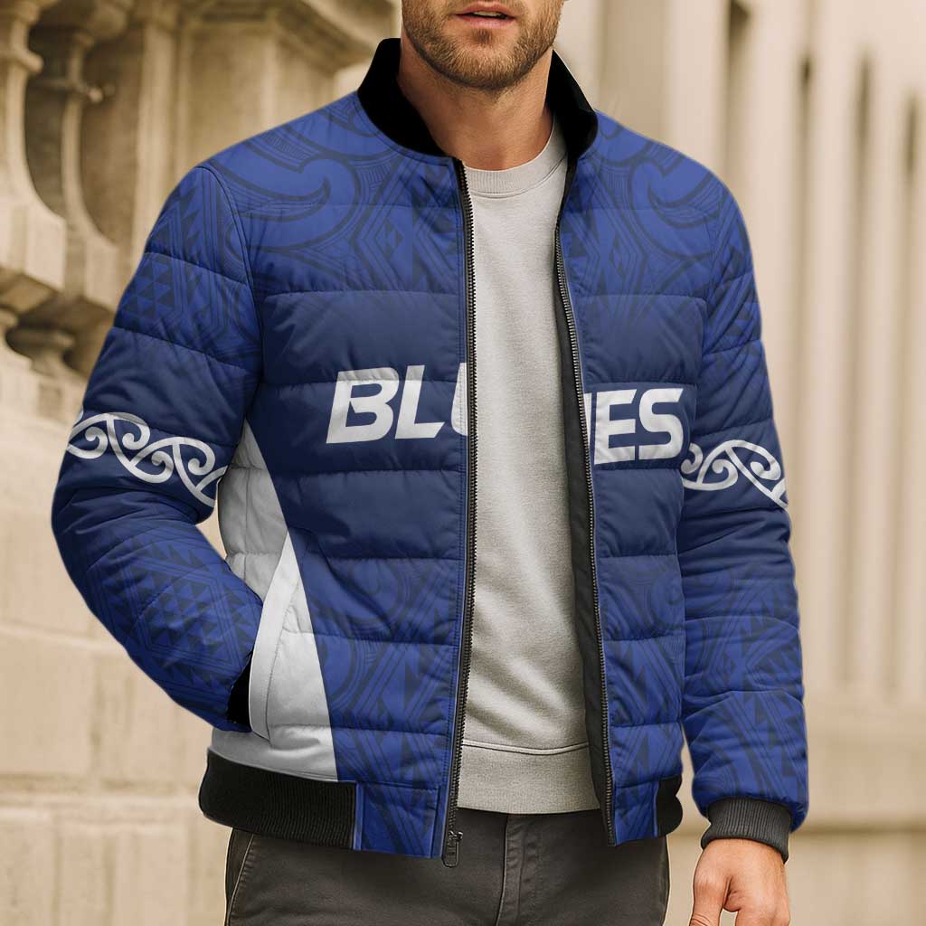 New Zealand Rugby Pacific Custom Bomber Puffer Jacket Kahurangi Auckland All Blue - Polynesian Pride