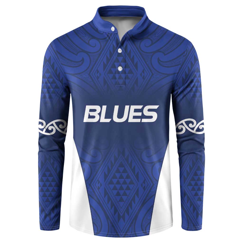 New Zealand Rugby Pacific Custom Button Sweatshirt Kahurangi Auckland All Blue LT9 Blue - Polynesian Pride