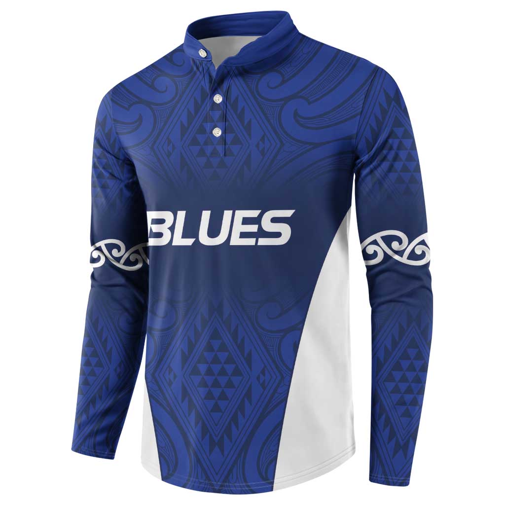 New Zealand Rugby Pacific Custom Button Sweatshirt Kahurangi Auckland All Blue LT9 - Polynesian Pride