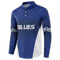 New Zealand Rugby Pacific Custom Button Sweatshirt Kahurangi Auckland All Blue LT9 - Polynesian Pride
