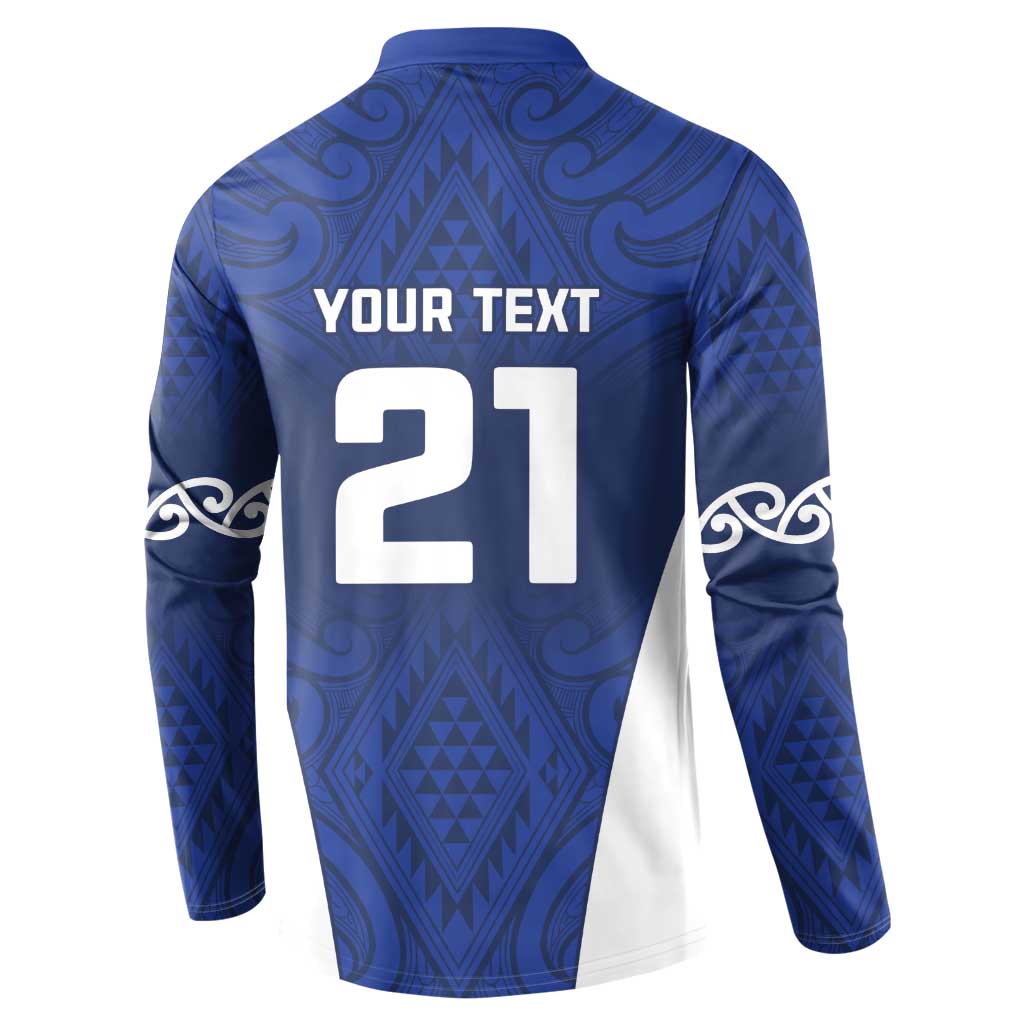 New Zealand Rugby Pacific Custom Button Sweatshirt Kahurangi Auckland All Blue LT9 - Polynesian Pride