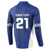 New Zealand Rugby Pacific Custom Button Sweatshirt Kahurangi Auckland All Blue LT9 - Polynesian Pride