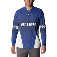 New Zealand Rugby Pacific Custom Button Sweatshirt Kahurangi Auckland All Blue LT9 - Polynesian Pride