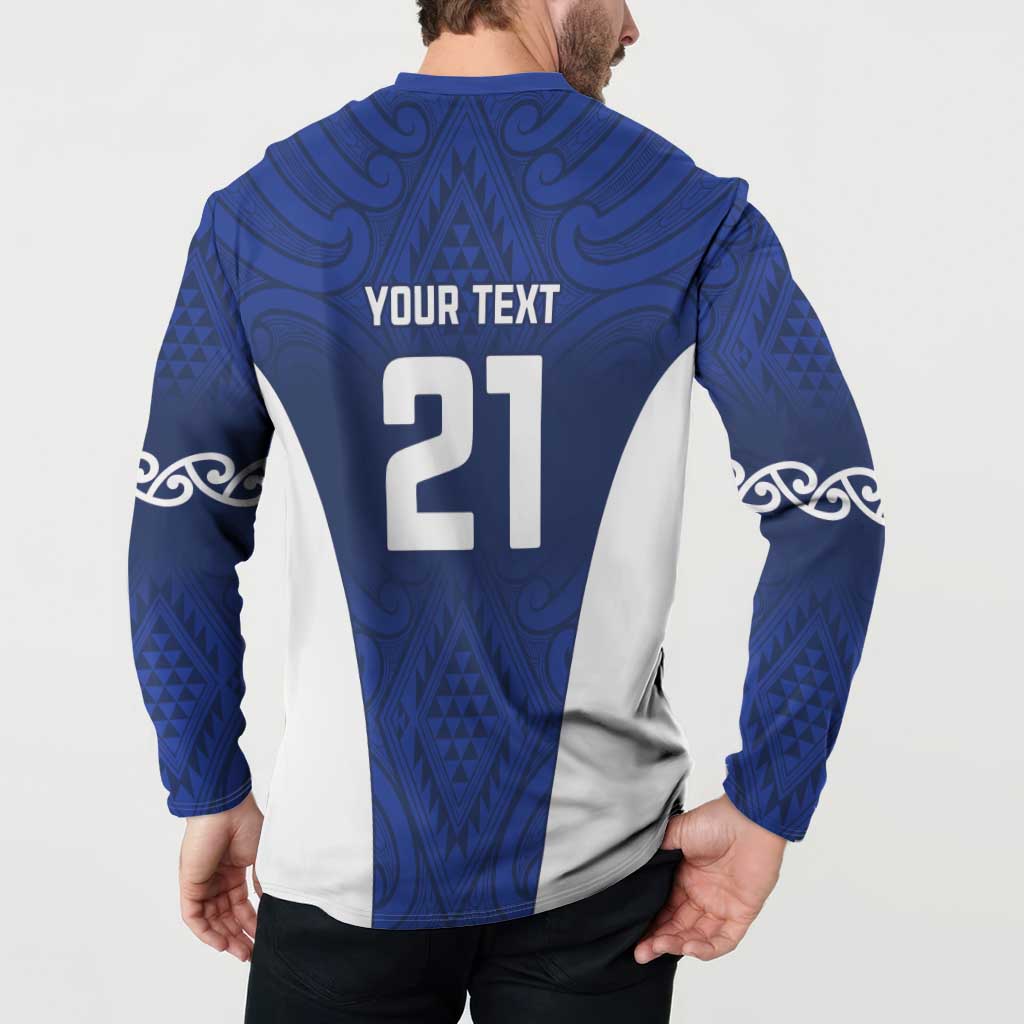New Zealand Rugby Pacific Custom Button Sweatshirt Kahurangi Auckland All Blue LT9 - Polynesian Pride
