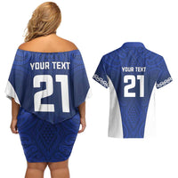 New Zealand Rugby Pacific Custom Couples Matching Off Shoulder Short Dress and Hawaiian Shirt Kahurangi Auckland All Blue LT9 - Polynesian Pride