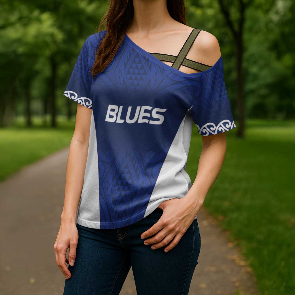 New Zealand Rugby Pacific Custom Cross Shoulder Shirt Kahurangi Auckland All Blue - Polynesian Pride