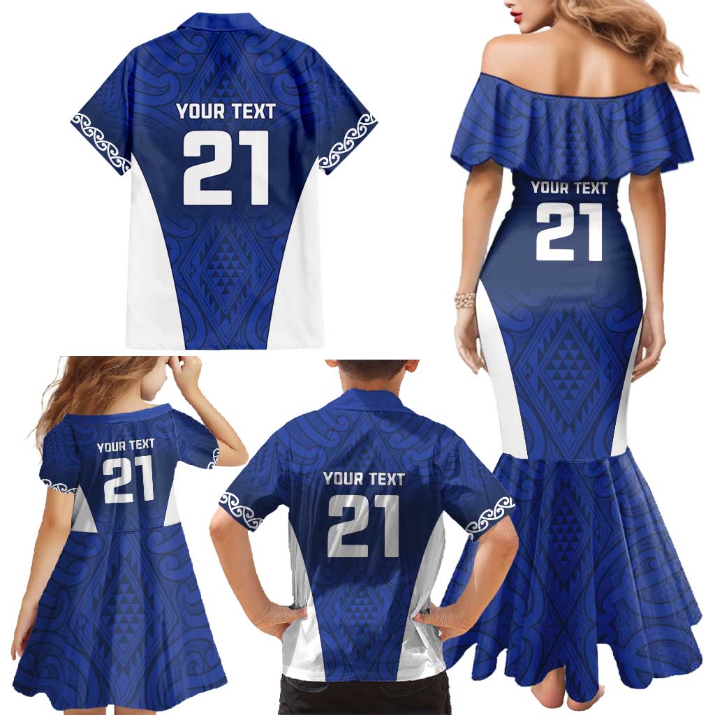New Zealand Rugby Pacific Custom Family Matching Mermaid Dress and Hawaiian Shirt Kahurangi Auckland All Blue LT9 - Polynesian Pride