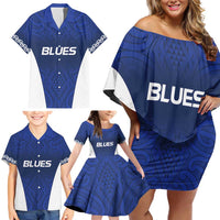 New Zealand Rugby Pacific Custom Family Matching Off Shoulder Short Dress and Hawaiian Shirt Kahurangi Auckland All Blue LT9 - Polynesian Pride