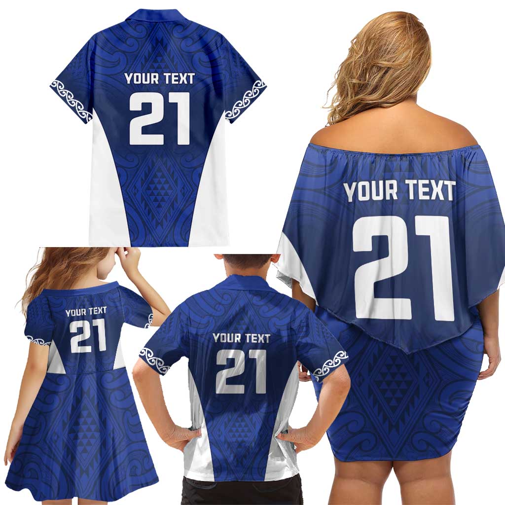 New Zealand Rugby Pacific Custom Family Matching Off Shoulder Short Dress and Hawaiian Shirt Kahurangi Auckland All Blue LT9 - Polynesian Pride