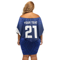 New Zealand Rugby Pacific Custom Family Matching Off Shoulder Short Dress and Hawaiian Shirt Kahurangi Auckland All Blue LT9 - Polynesian Pride
