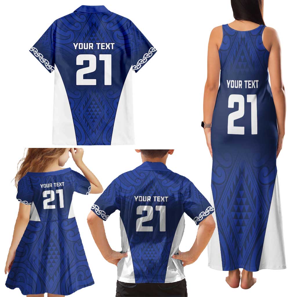 New Zealand Rugby Pacific Custom Family Matching Tank Maxi Dress and Hawaiian Shirt Kahurangi Auckland All Blue LT9 - Polynesian Pride