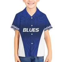 New Zealand Rugby Pacific Custom Family Matching Tank Maxi Dress and Hawaiian Shirt Kahurangi Auckland All Blue LT9 Son's Shirt Blue - Polynesian Pride