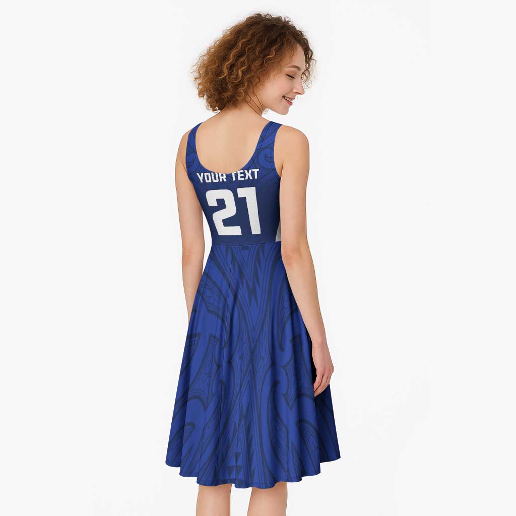 New Zealand Rugby Pacific Custom Midi Dress Kahurangi Auckland All Blue - Polynesian Pride