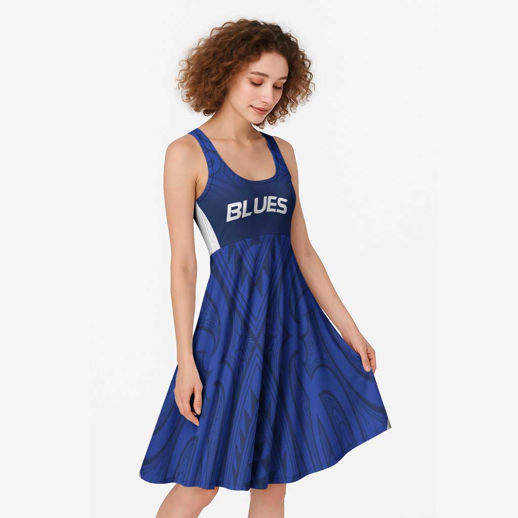New Zealand Rugby Pacific Custom Midi Dress Kahurangi Auckland All Blue - Polynesian Pride